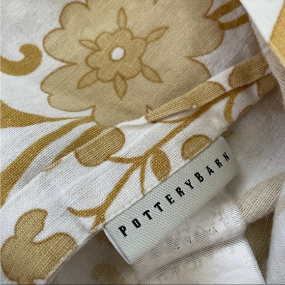 Pre Owned Set of 2 Pottery Barn Linen Pillow Cases Yellow/White Floral Print - Picture 9 of 10